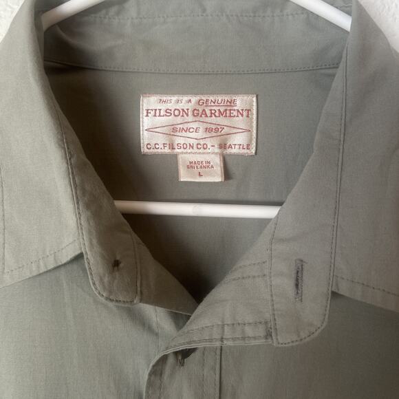 Filson Garment Seattle Button-up Short Sleeve Shirt Grey Large - Picture 2 of 5